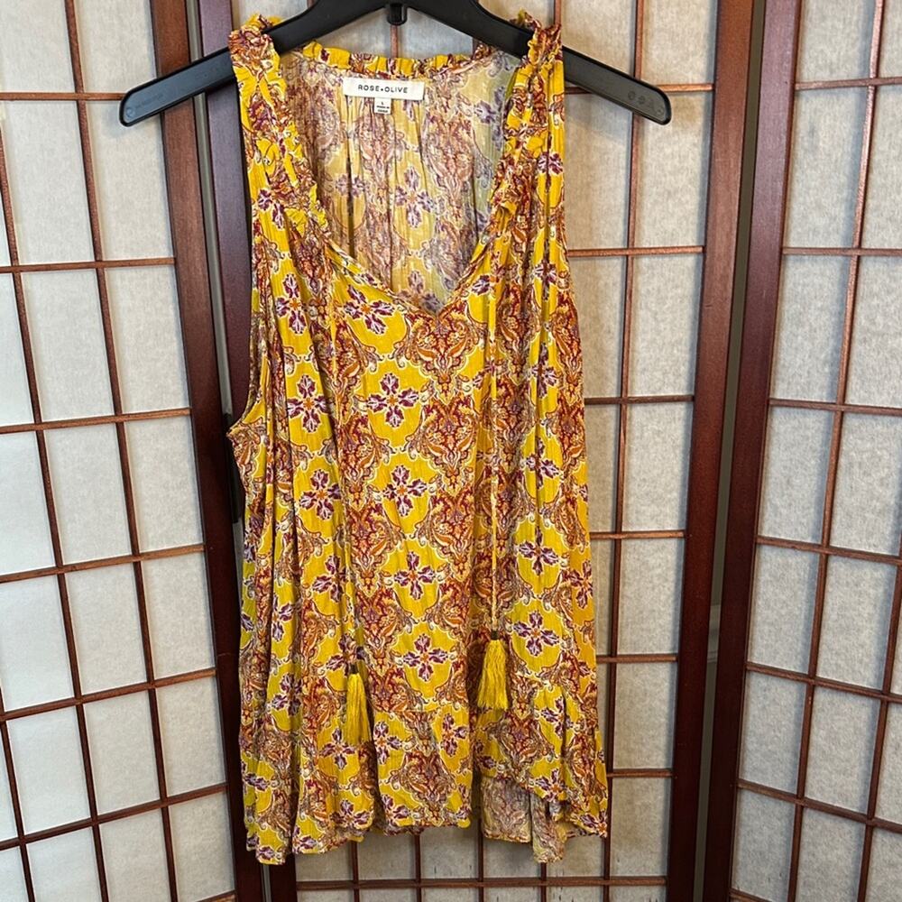 Rose & Olive Yellow and Purple Floral Top